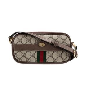 Gucci GG Supreme Ophidia Mini Crossbody Bag Beige/Ebony Coated Canvas NEW